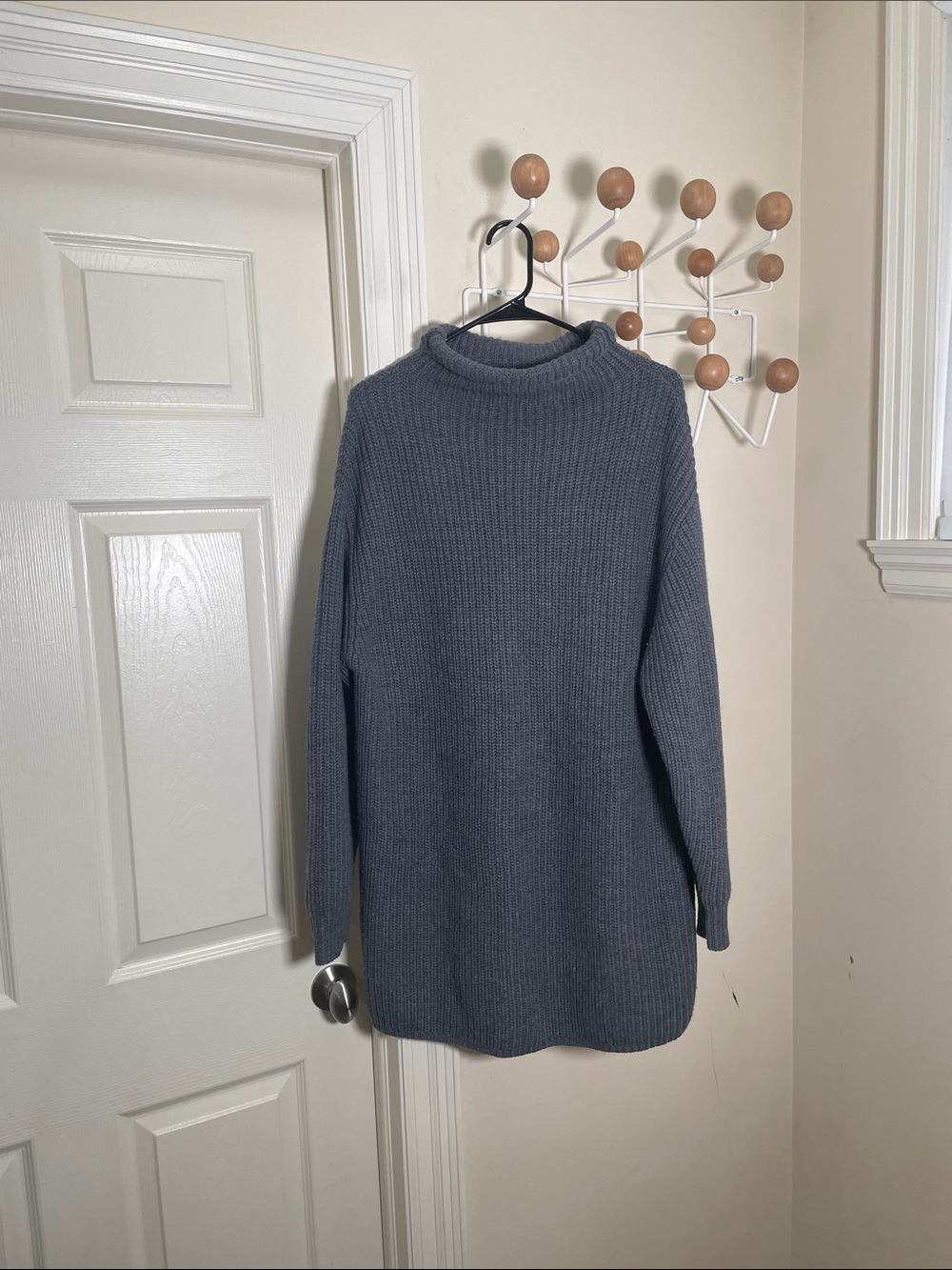Aritzia Wilfred Montpellier Merino Dress Ribbed Turtleneck Sweater Charcoal S